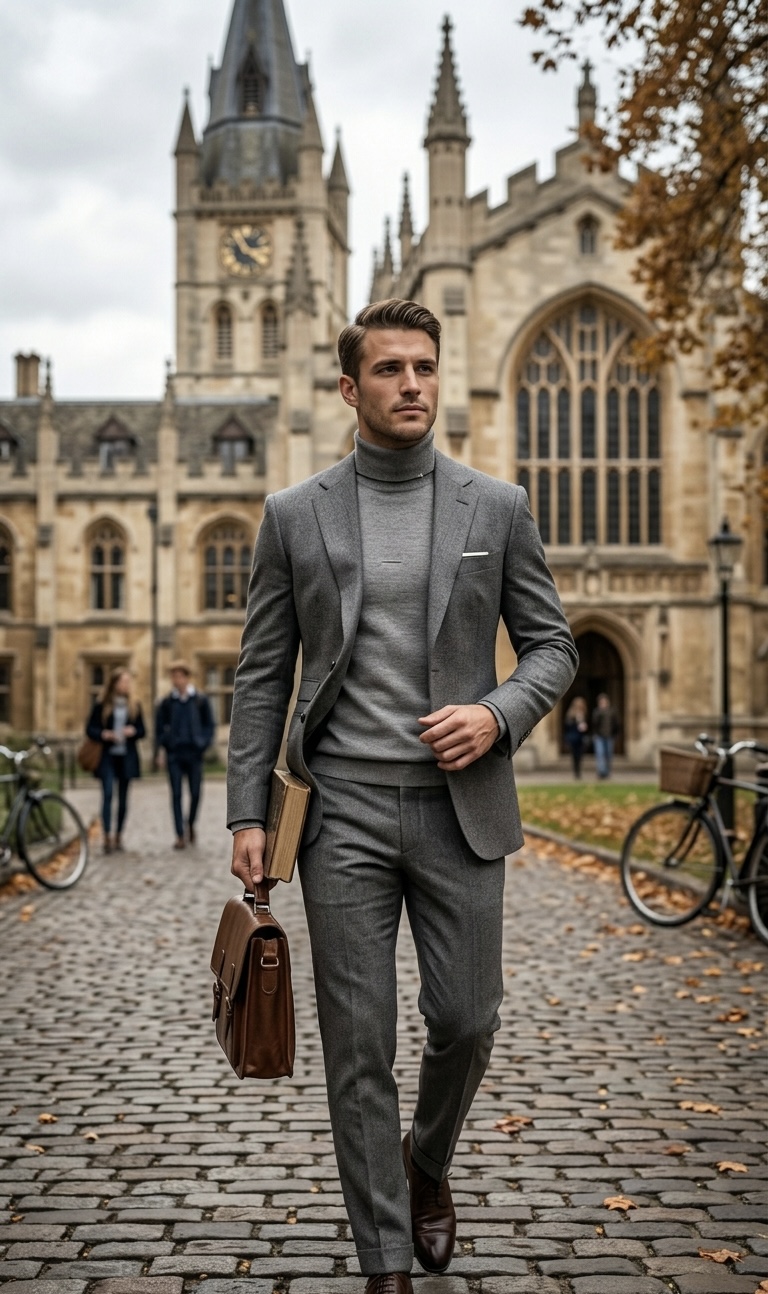 Model posing in a mid grey regular-fit versatile business suit